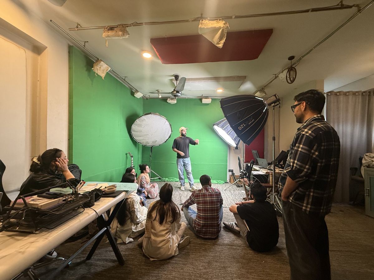 A storytelling session in the studio during the Mountain Storytellers training